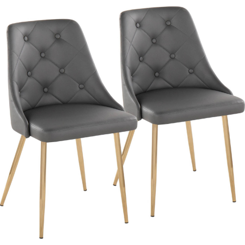 Marche Dining Accent Chair in Gold & Grey Leatherette (Set of 2)